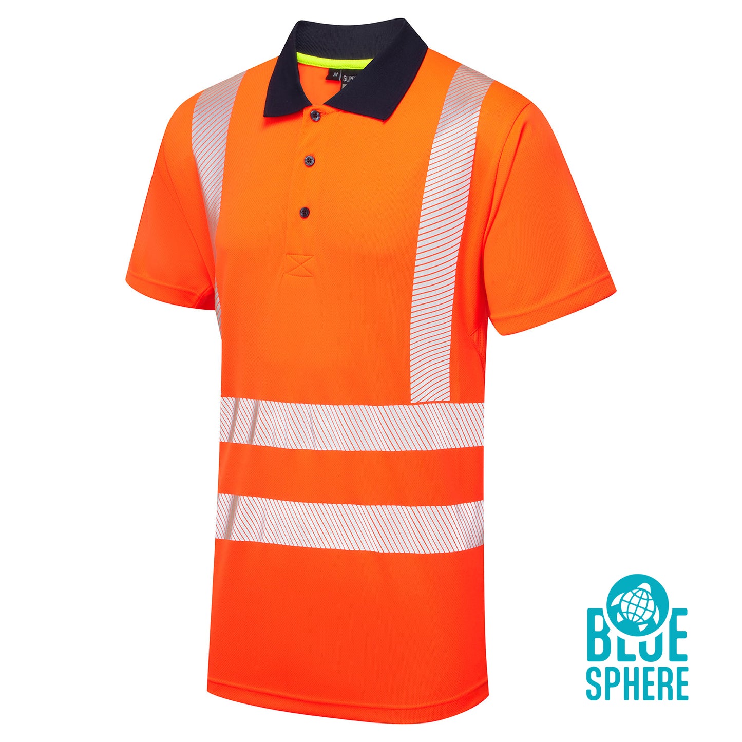 Supertouch Blue Sphere Essentials Hi-Vis Eco CoolMax Orange Polo Orange/Navy