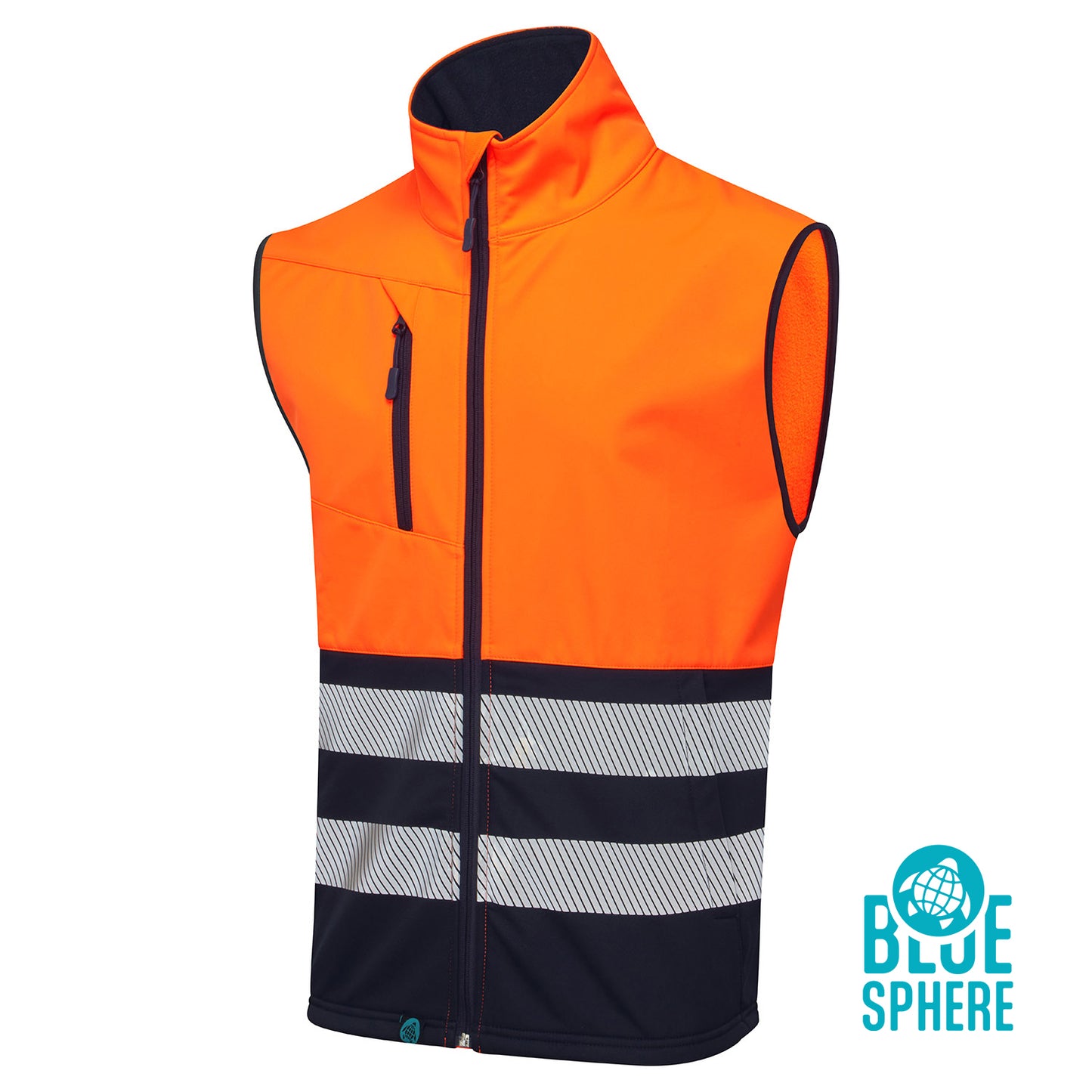 Supertouch Blue Sphere Essentials Hi Vis Eco Coolair Orange Softshell Gilet Orange/Navy