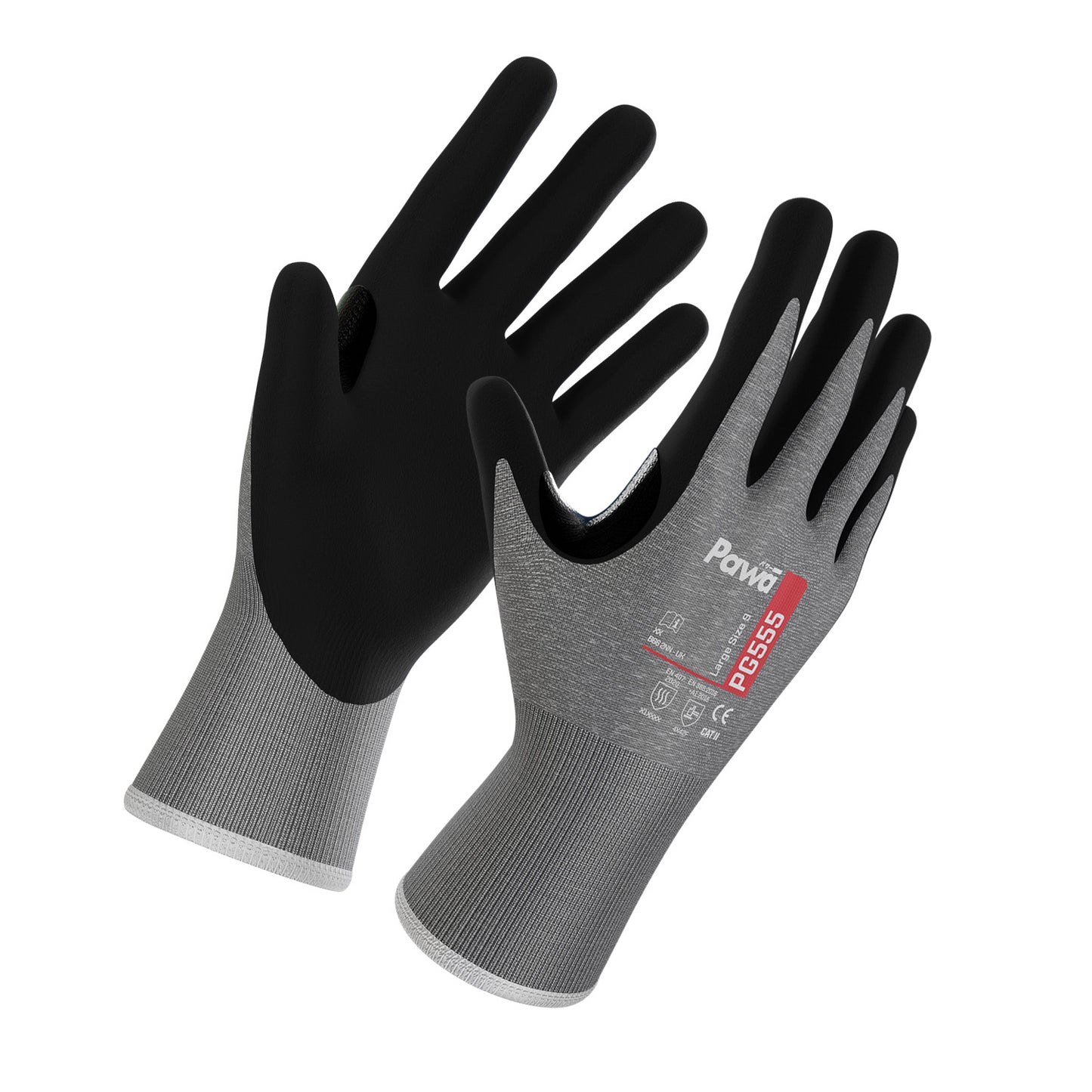 Pawa Pawa PG555 Level F Cut-Resistant Gloves Grey/Black