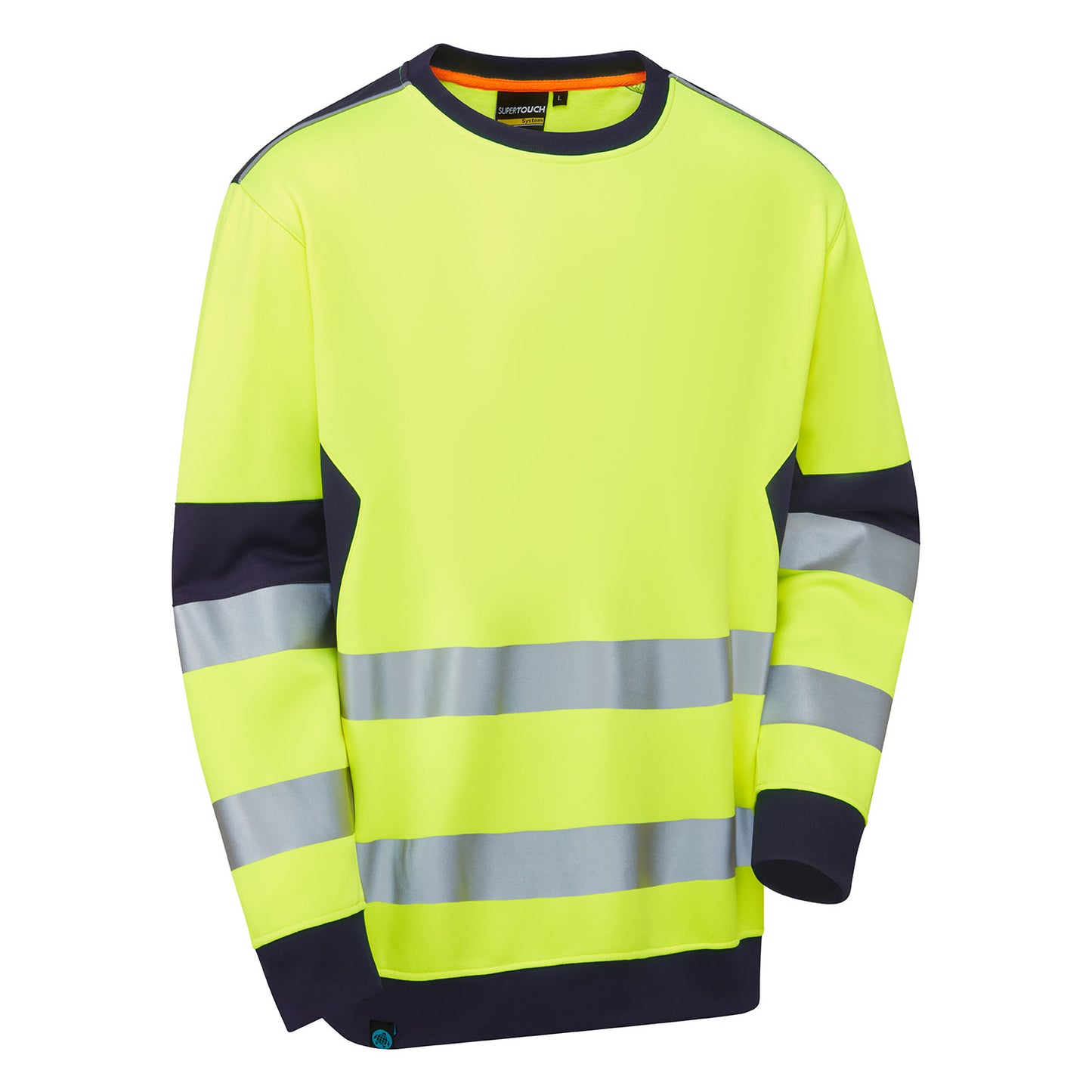 Supertouch Blue Sphere System Hi-Vis ECO Crew Neck Yellow Sweatshirt Yellow/Navy