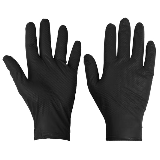 Supertouch PG-901 Disposable Nitrile Diamond Grip Gloves Black