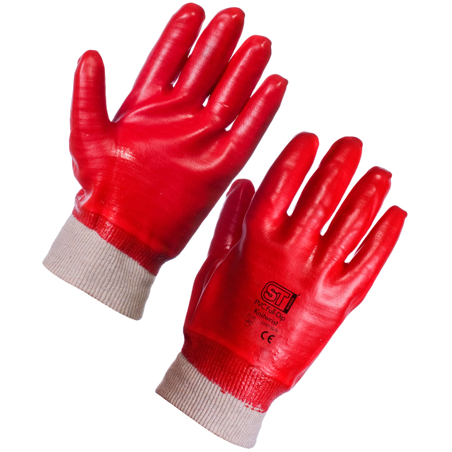 Supertouch PVC Dip Knit Wrist - Full Dip Red