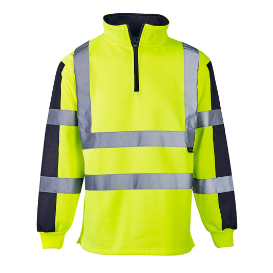 Supertouch Hi Vis 2 Tone Orange Rugby Shirt Yellow/Navy