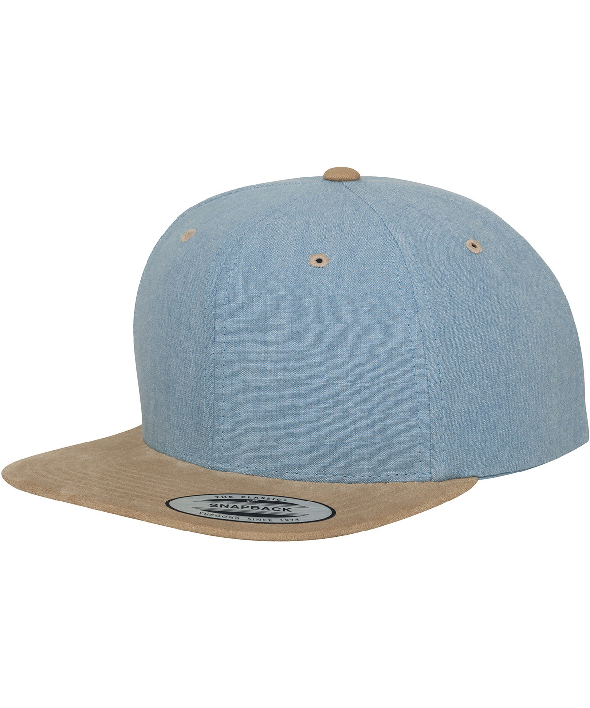 Chambray-suede snapback