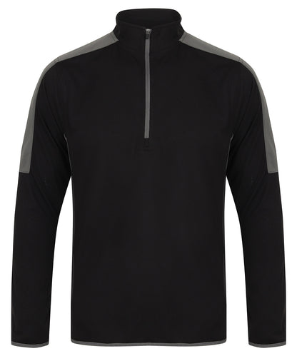 ¼ Zip Mid-Layer With Contrast Panelling