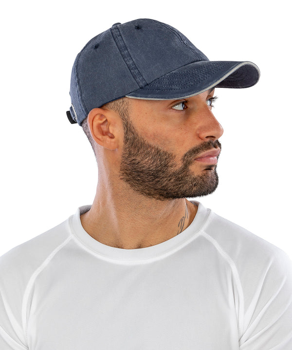 Washed fine line cotton cap with sandwich peak