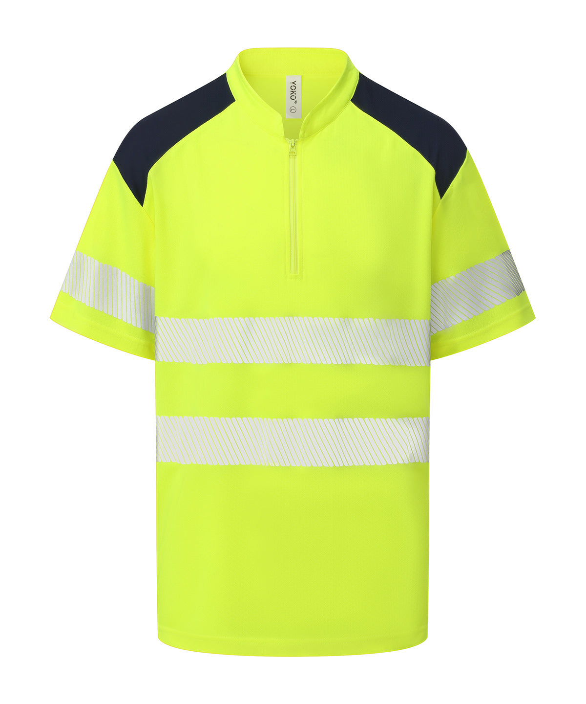 Hi-vis mandarin collar zip neck comfort trim polo
