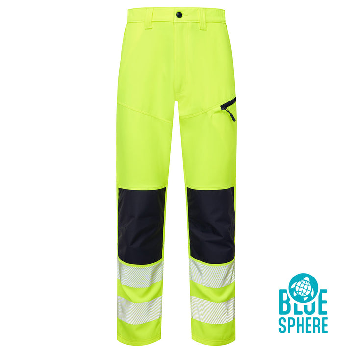 Supertouch Blue Sphere Essentials Hi Vis Eco Coolair 4-Way Stretch Yellow Trousers Orange/Navy