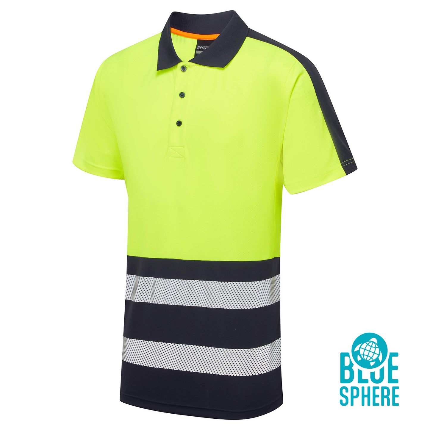 Supertouch Blue Sphere Essentials Hi-Vis Eco Coolair Yellow Polo Shirt Yellow/Navy
