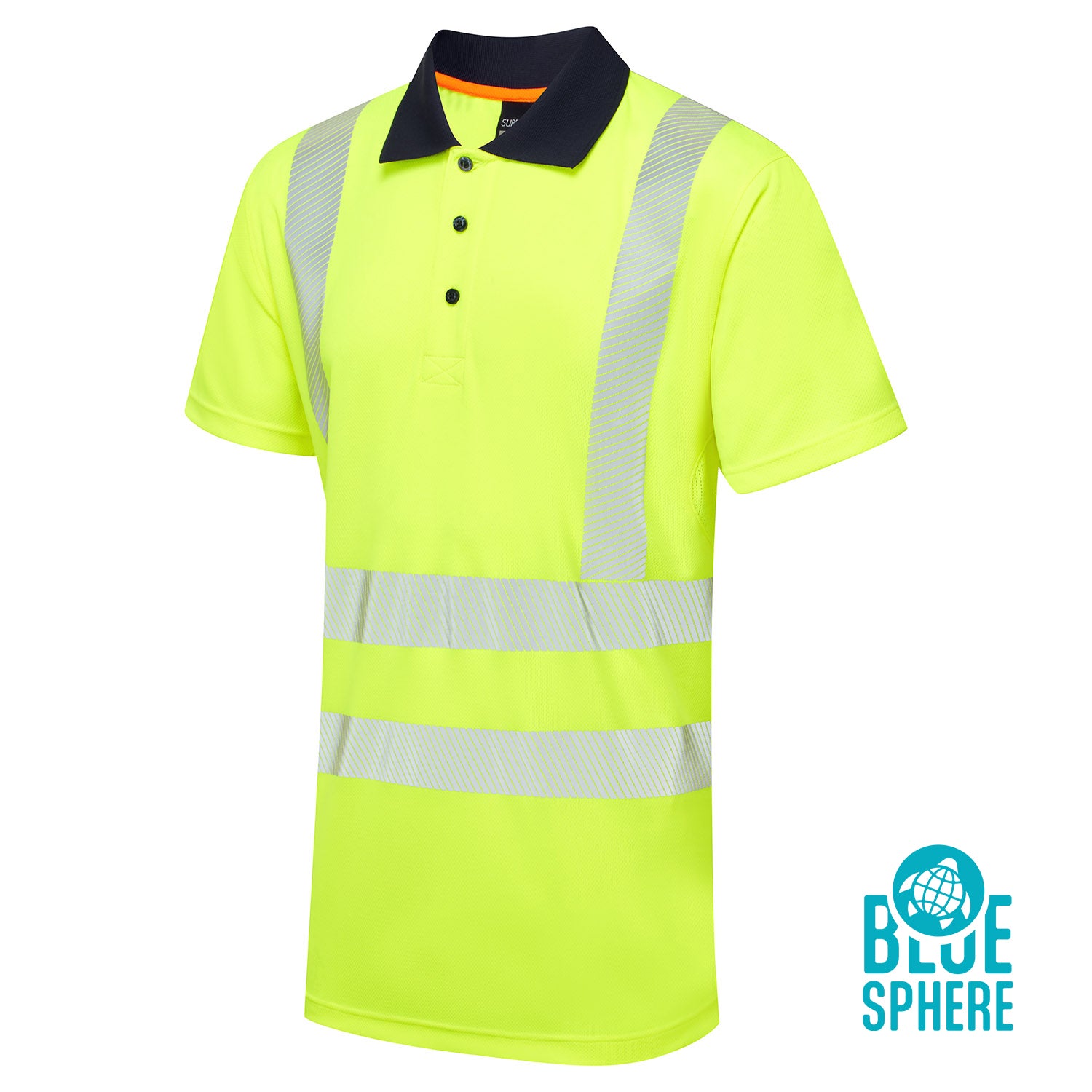 Supertouch Blue Sphere Essentials Hi-Vis Eco CoolMax Yellow Polo Yellow/Navy
