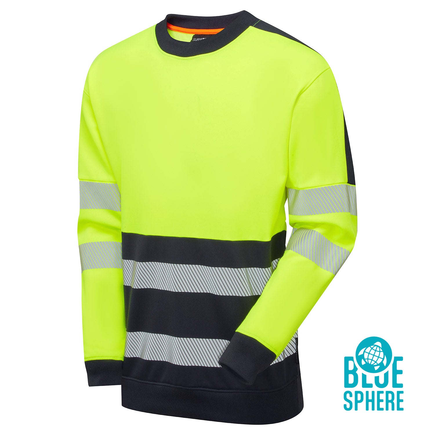 Supertouch Blue Sphere Essentials Hi-Vis Eco CottonCool Yellow Sweatshirt Yellow/Navy