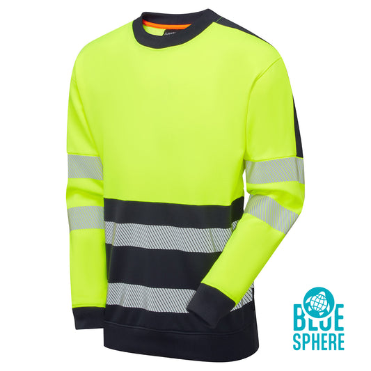 Supertouch Blue Sphere Essentials Hi-Vis Eco CottonCool Yellow Sweatshirt Yellow/Navy