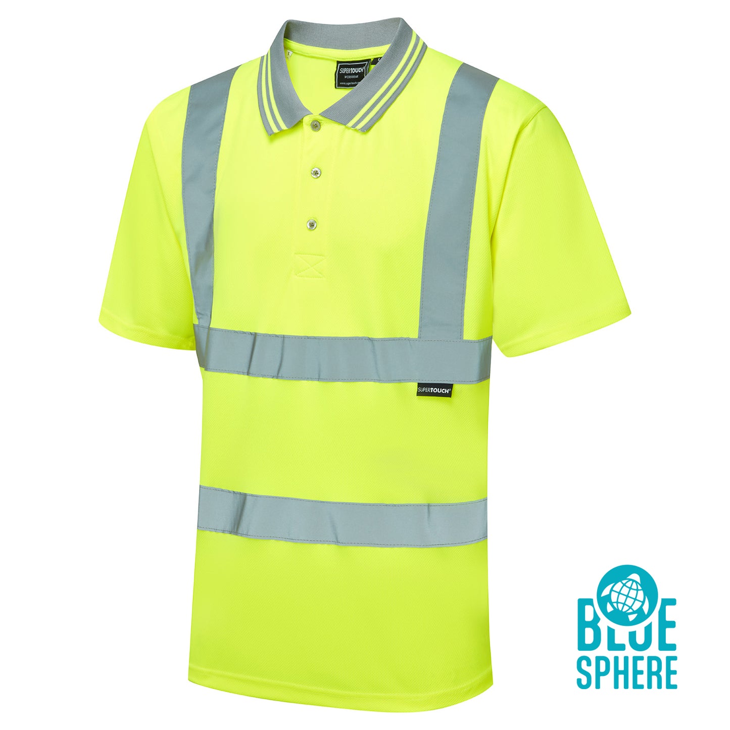 Supertouch Blue Sphere Supertouch Eco Hi Vis Yellow Birdeye Polo Shirt Yellow