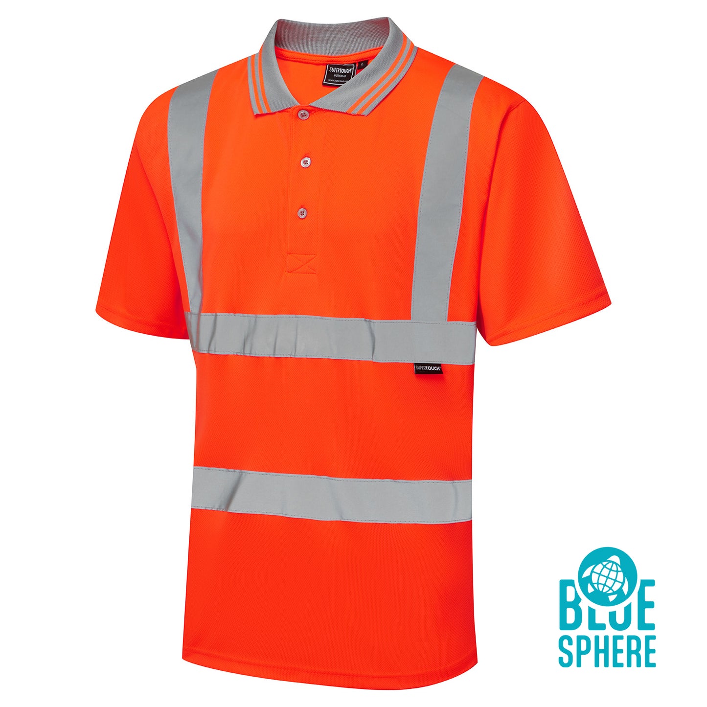 Supertouch Blue Sphere Supertouch Eco Hi Vis Orange Birdeye Polo Shirt Orange