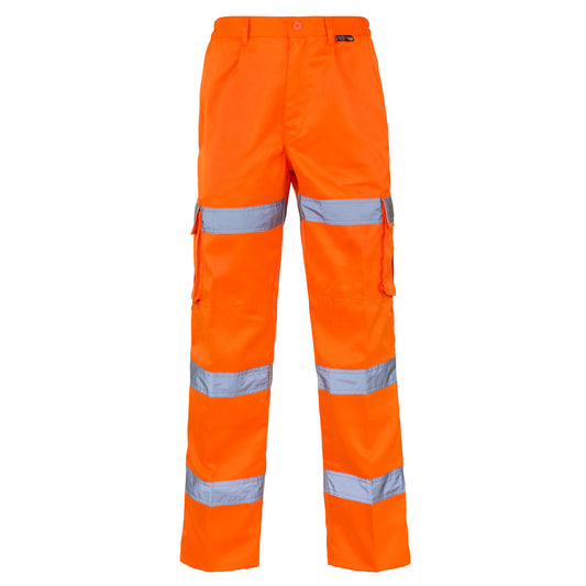 Supertouch Hi Vis 3 Band Combat Trousers Orange
