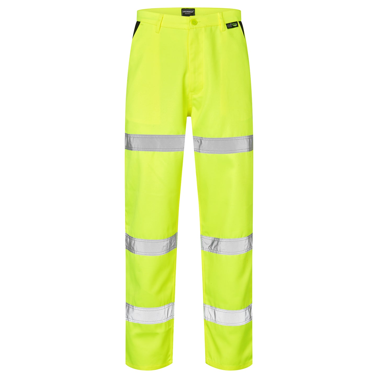 Supertouch Hi Vis 3 Band Polycotton Trousers Yellow
