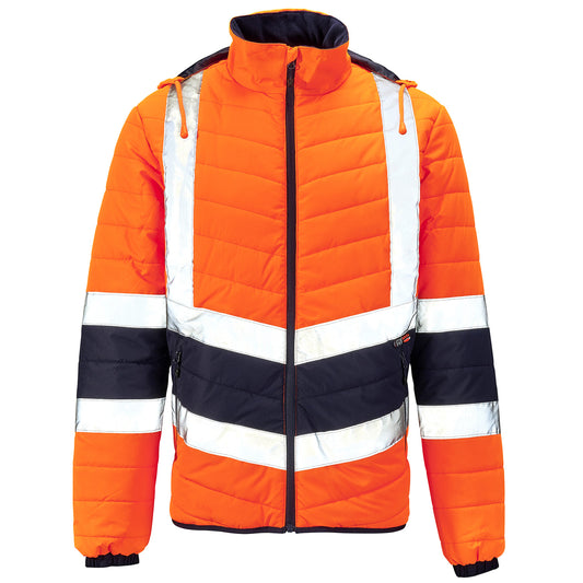 Supertouch Supertouch Hi Vis Orange 2 Tone Puffer Jacket Orange