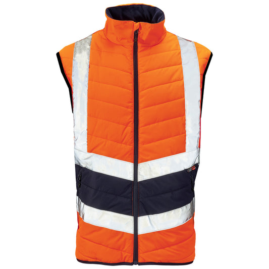 Supertouch Supertouch Hi Vis Orange 2 Tone Puffer Bodywarmer Orange