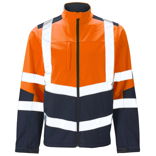Supertouch Supertouch Hi Vis 2 Tone Orange Softshell Jacket Orange/Navy