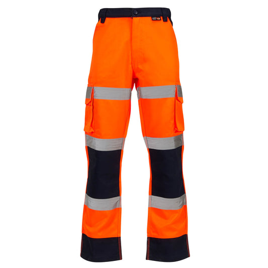 Supertouch Supertouch Hi-Vis 2 Tone Orange Combat Trousers Orange/Navy