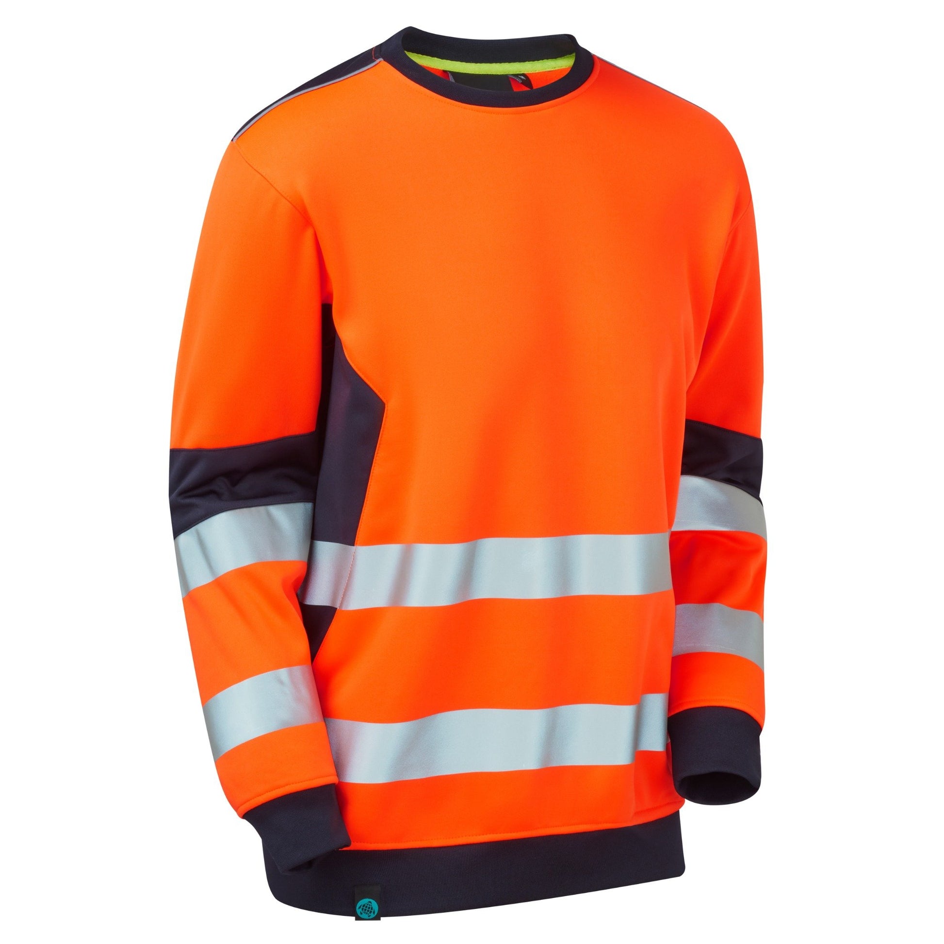 Supertouch Blue Sphere System Hi-Vis ECO Crew Neck Orange Sweatshirt Orange/Navy