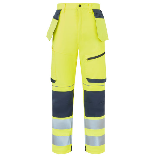 Supertouch Blue Sphere System Hi-Vis Eco Stretch Removable Holster Yellow Trousers Yellow/Navy
